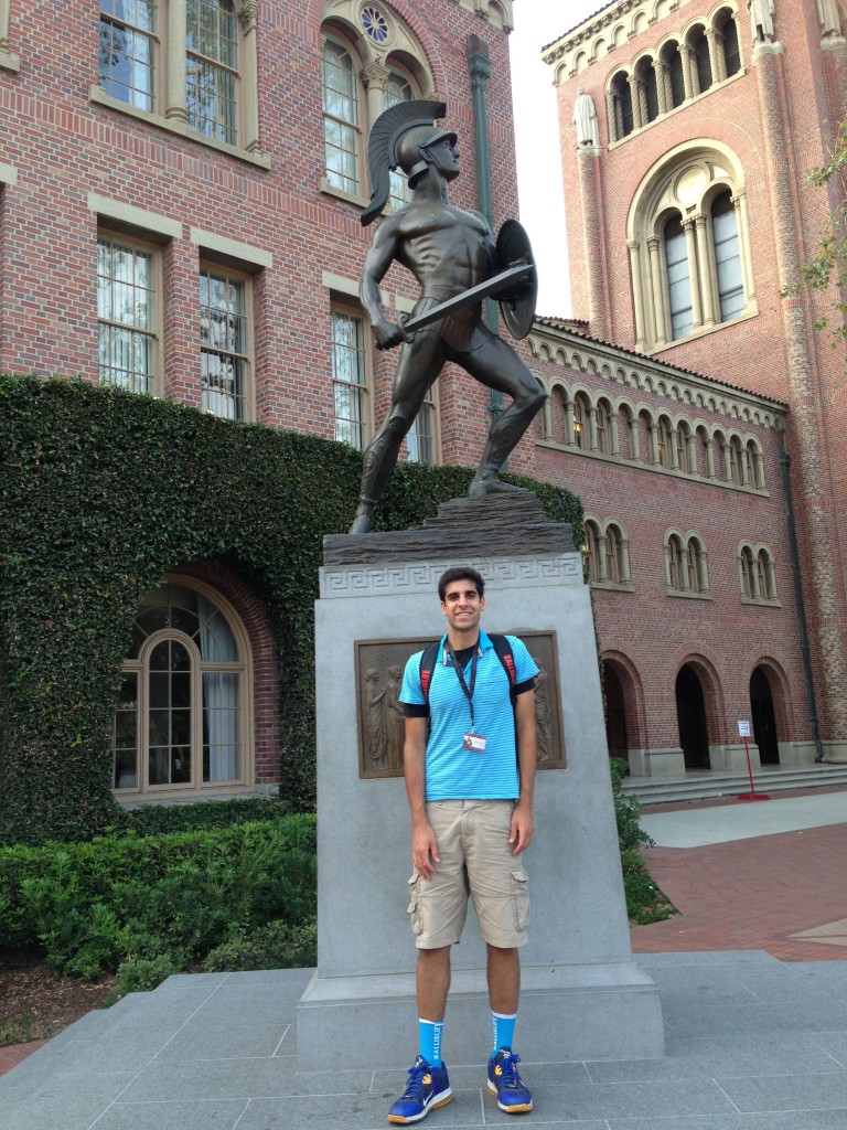 Sam Dhillon in front of The Trojan Shrine at USC. / Courtesy Photo